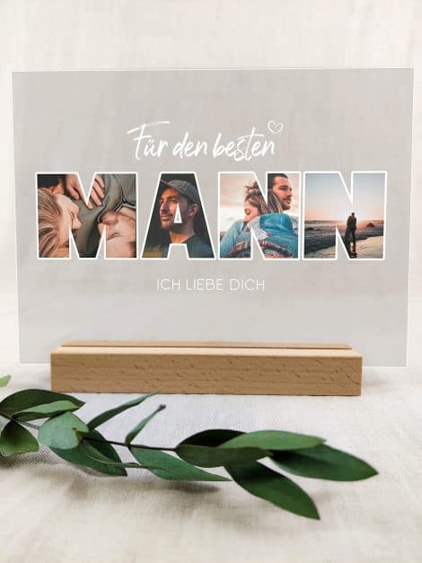 Mann Fotogeschenk Acrylfoto – Personalisierte Familien- und persönliche Geschenke, Glas-Fotoalbum, schöne Momente. Mann-Geschenke.