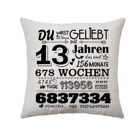 Geschenkideen für Geburtstage: Zierkissenbezug 45×45 cm (13. Geburtstag) für Frauen, Männer, Mama, Tante, Papa, Oma, Opa, Schwester, Freund.