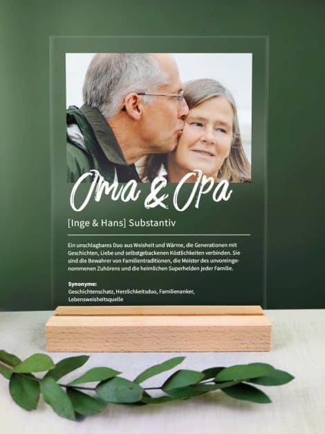 Personalisiertes Geschenk für Großeltern: Acrylfoto mit Duden-Definition. Perfekt zum Geburtstag! Bester Opa, Oma & Opa.