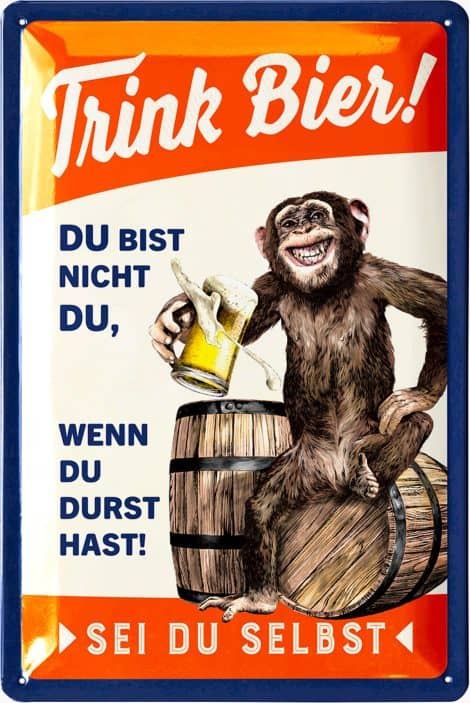 LANOLU Retro Blechschild Bier – Spaßiges Schild mit Botschaft für Männer und Bierliebhaber – Deko für Partykeller, Kneipen und Bars, 20×30 cm.