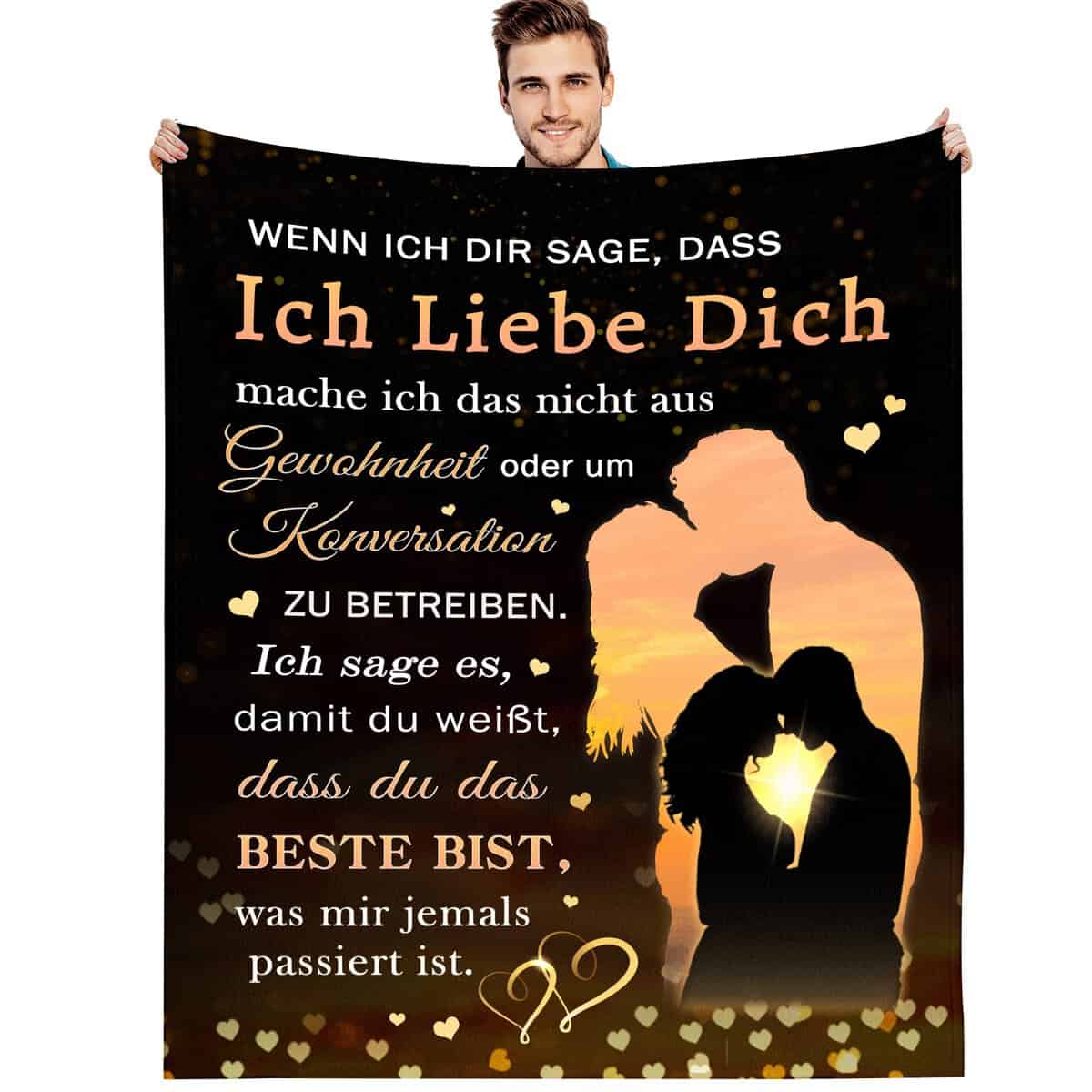 G-dake Ich Liebe Dich Geschenke für Männer Frauen Freund Liebhaber Partner Valentinstag Hochzeitstag Geschenke, Jahrestag Geschenk für Ihn Sie,Geschenkideen Flauschige Fleecedecke 130 x 150 cm