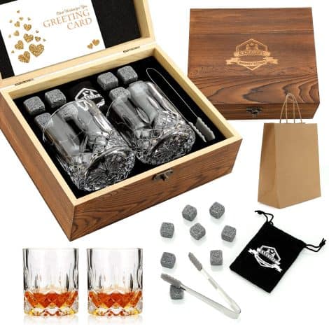 Whisky Stein Set: Exreizst Eiswürfel für Whisky, ohne Verdünnung, Geschenke für Väter, Ehemänner und Männer.