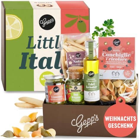 Gepp’s Feinkost-Weihnachtsbox: BIO Pasta & italienische Spezialitäten, perfektes Gourmet-Geschenk für Männer & Frauen.