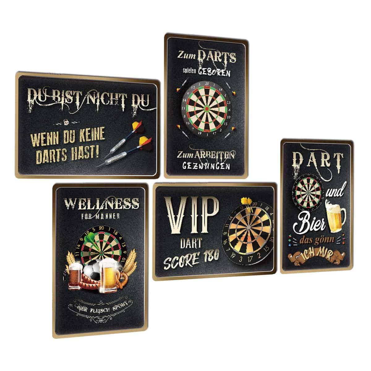 ZDFDC 5er Set Blechschilder Retro Dart 180 Lustig Spruch 20x30cm - Das Gönn Ich Mir - Metall-schild Wand-deko für die Bar Kneipen Partykeller - Dart Zubehör Geschenk für Männer Dartspieler (Set A)