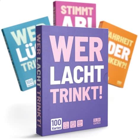 Wer lacht, soll trinken® – Schafft ihr es, das Lachen zu unterdrücken? – 100 Karten – Trinkspiel – Kartenspiel – Partyspaß für Erwachsene – Trinken ab 18.