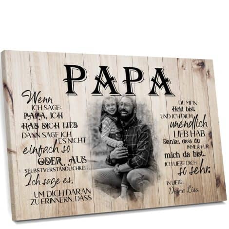 Liebe Glaube Leinwand Für unseren Papa 30 x 20 cm – Personalisiertes Wandbild – Vatertagsgeschenk mit eigenem Foto.