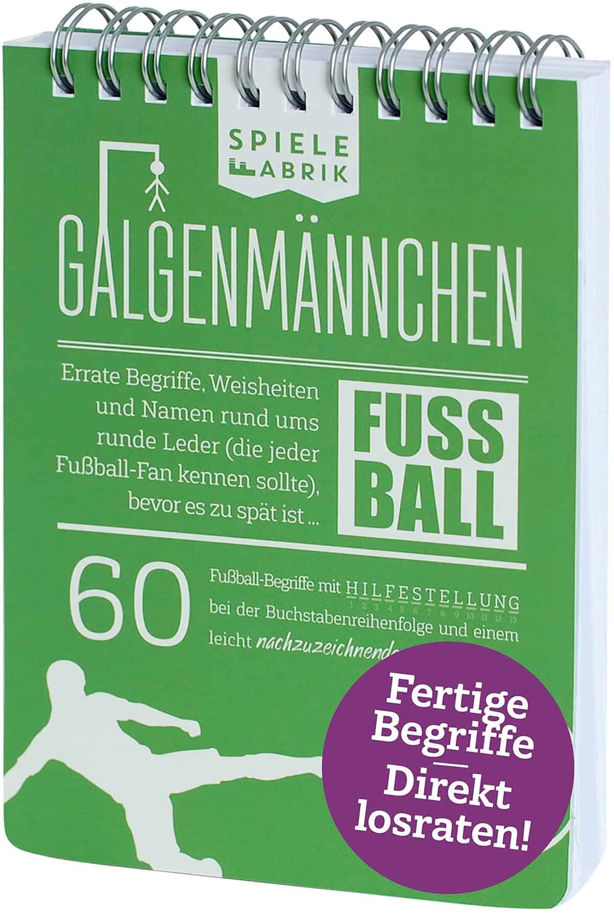 Spiel Fußballfan GALGENMÄNNCHEN | Rate 60 Fussball-Begriffe | Fußballgeschenk für Jungs | Spiele-Klassiker 2.0 | Partyspiel | Reisespiel | Wichteln | A6-Block im Abreißkalender-Format