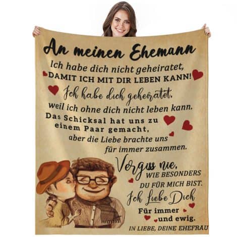 Weiche und flauschige Geschenkdecke für deinen Mann: Hochzeitstag, Jahrestag, Geburtstag – liebevolle Geschenke für ihn.