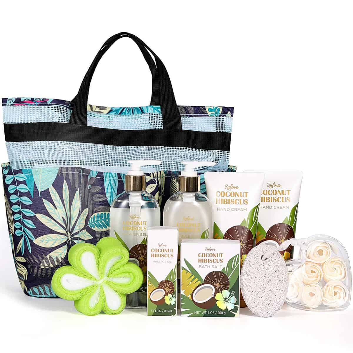 Geschenke für Frauen, 10Pc Spa Geschenksets, Coconut Geburtstag Geschenksets, Wellness-Set für Frauen und Männer, Beauty Spa Sets enthält Duschgel, Körperlotion und Badesalz