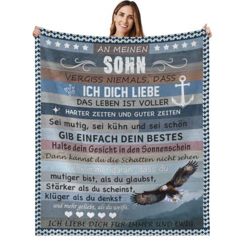 Mutig und kräftig an meinen Sohn Decke – Geschenk für Geburtstag, Weihnachten, Abschluss. Positive Ermutigung. Flauschige Kuscheldecke (An Sohn 02, 130x150cm).