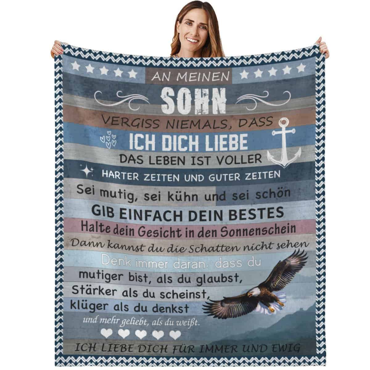 Bold And Brash An Meinen Sohn Decke, Geschenk für Sohn Geschenke zum Geburtstag Weihnachten Abschluss, Positiv Ermutigen Flauschige Kuscheldecke Fleecedecke (An Sohn 02, 130x150cm)