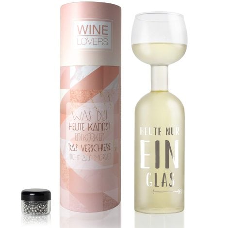 ILP GMBH ICH LIEBE PRODUKTE Weinliebhaber Weinflasche Glas. Genieße heute nur ein Glas – lustiges Weinglas XXL mit Spruch, inklusive Reinigungsperlen. Perfektes Geschenk.