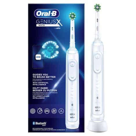 Oral-B Genius X Elektrische Zahnbürste: 6 Putzmodi, künstliche Intelligenz & Bluetooth-App, Geschenk Mann/Frau, weiß, Designed by Braun.