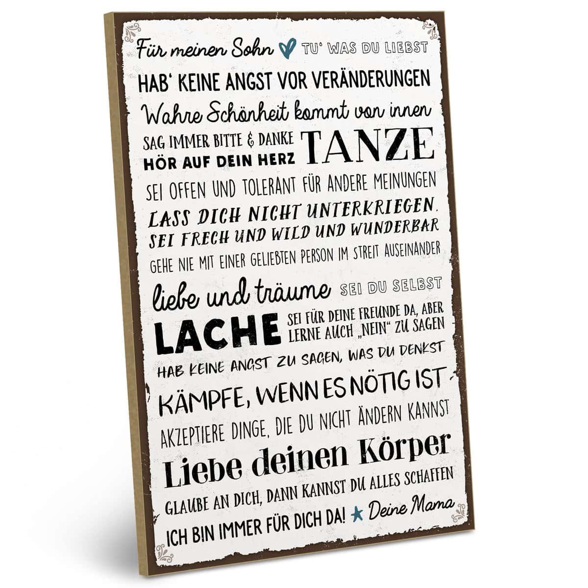 ARTFAVES® Holzschild mit Spruch - Für Meinen Sohn | Shabby Chic Vintage Schild | Deko Geschenk zum Thema Liebe, Mama, Mutter, Kind | Größe: 19 x 28 cm