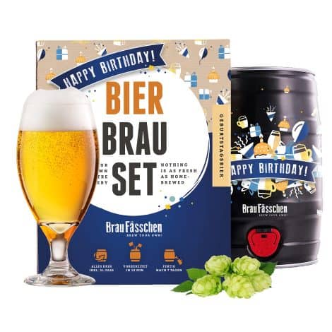 Bierbrauset zum Selbermachen, Geburtstagsbier im 5L Fass, Bier in 7 Tagen gebraut, ideales Männergeschenk.