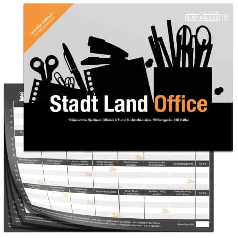 Inspiracles City Country Office, Büro-Gadgets – Perfekte Büro-Spielzeuge und Anti-Stress-Geschenke für das Homeoffice, Stadt-Land-Fluss-DIN-A4-Block, 50 Blätter für Beamte und Kollegen.