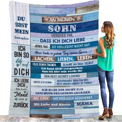 QQYXCA personalisierte Sohn-Decke, kuschelig, ermutigend, weich, ideal als Geschenk für Mutter und Sohn.