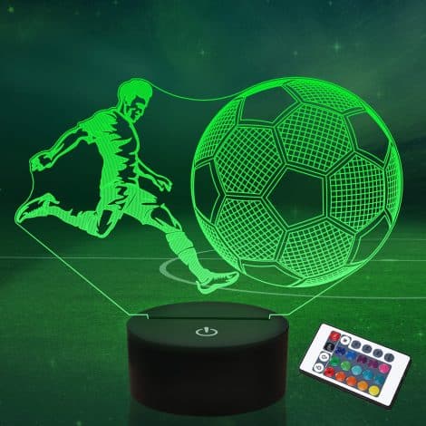 Lightzz Fußballgeschenke für Kinder: Fußball Lampe mit Fernbedienung, 3D-Illusion und Farbwechsel fürs Jungenzimmer!