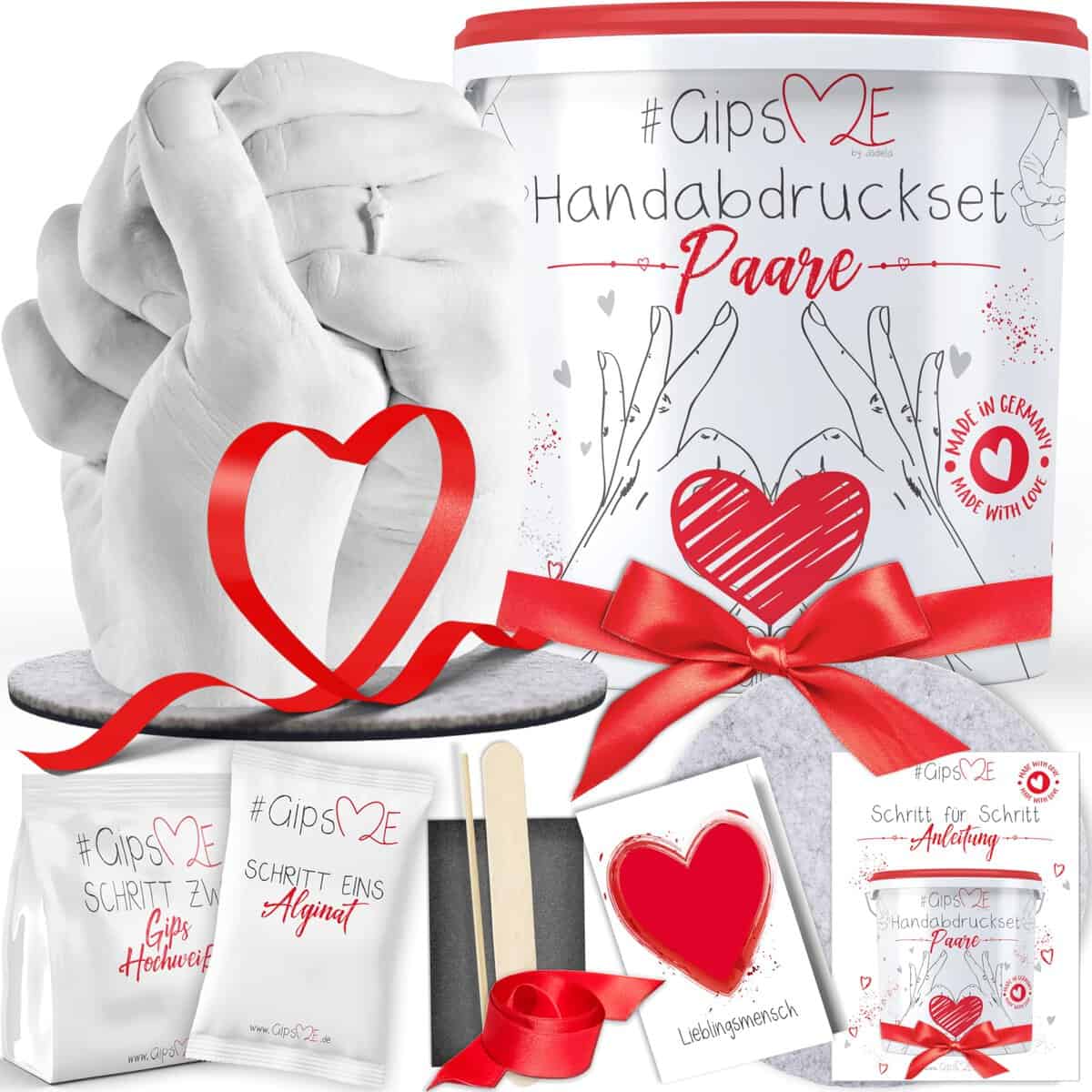 GipsME  DAS ORIGINAL - 3D Handabdruck Set für Paare  Gipsabdruck Hände - Partner und Pärchen Geschenke für Frauen und Männer als Hochzeitstag, Jahrestag Geschenk für Sie und Ihn