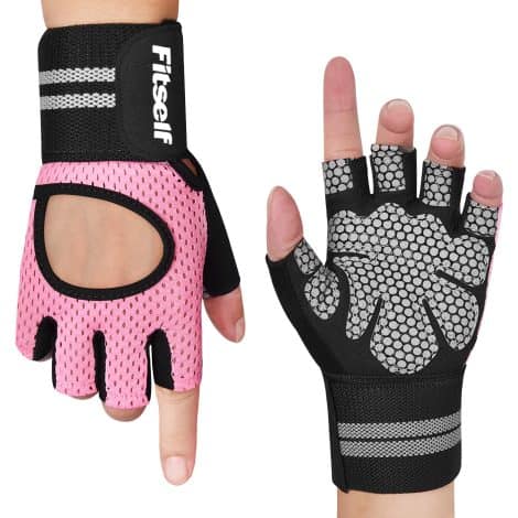 Fitself Fitness Handschuhe fürs Gewichtheben mit Handgelenkschutz, rutschfest, für Gym, Kraftsport, Crosstraining, Radfahren – ideal für Frauen und Männer.