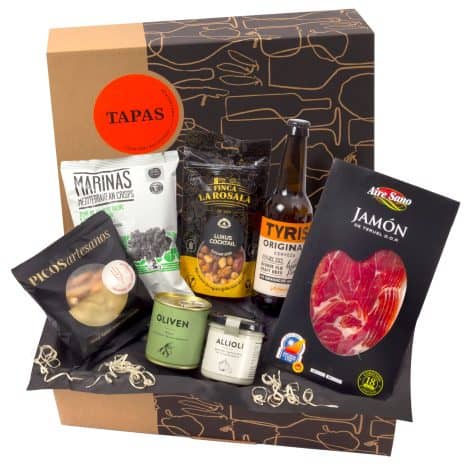 jamon.de Genusspaket TAPAS I gefüllter Geschenkkorb mit Craft-Bier, Serrano-Schinken & leckeren Spezialitäten aus Spanien I Geburtstags-Geschenk & Dankeschön für alle.