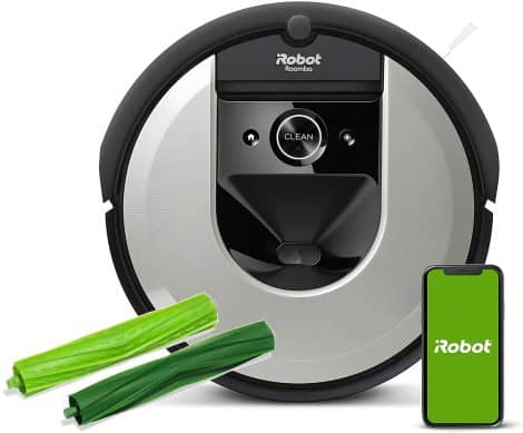 iRobot Roomba i7 (i7156) Staubsaugerroboter mit App, Gummibürsten, Kartierung, Raum- und Objektreinigung, Sprachassistent-kompatibel. Inklusive 2 Ersatz-Gummibürsten.