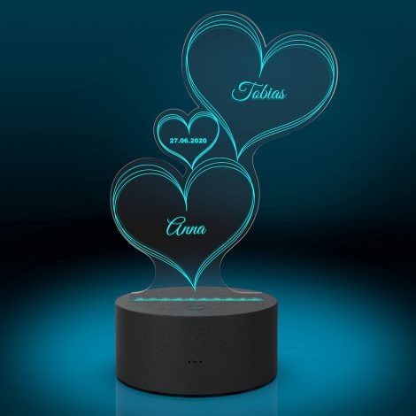 Smyla LED personalisierte Herz-Leuchte mit Gravur, perfektes Geschenk für Wohnzimmer-Deko, in 7 Farben erhältlich.