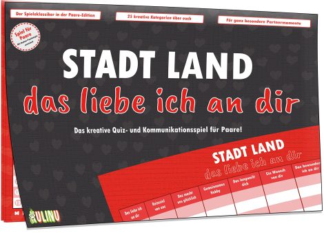 Kulinu Stadt, Land, das liebe ich – Romantisches Paar-Spiel – Jahrestagsgeschenk für ihn, sie, Freund, Freundin – 100% Made in Germany.