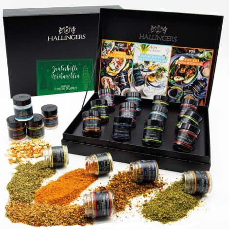 Hallingers Gewürze Weihnachten Geschenkset handgemacht, 12 Gewürze (160g) – Verzaubere Weihnachten (Set) – perfekt zum Geburtstag, Einzug, Jubiläum – jetzt zu Weihnachten 2023 verschenken.