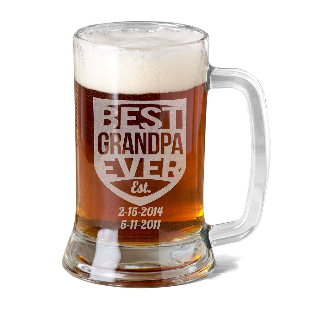 16 Oz Opa Tasse Personalisierte Glas Bier Tasse Stein Geschenk für Großvater Väter Tag mit Gravur Est. Kinder Geburt Daten geätzt Papa Opa