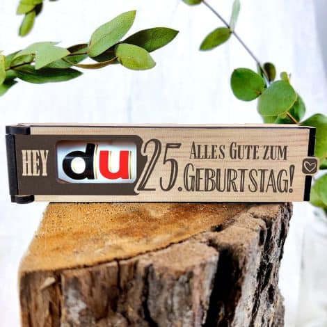 25 Jahre – Schokoriegel Geschenkset mit Duplo und Deko. Perfekte Geschenkidee zum 25. Geburtstag für Frauen und Männer.