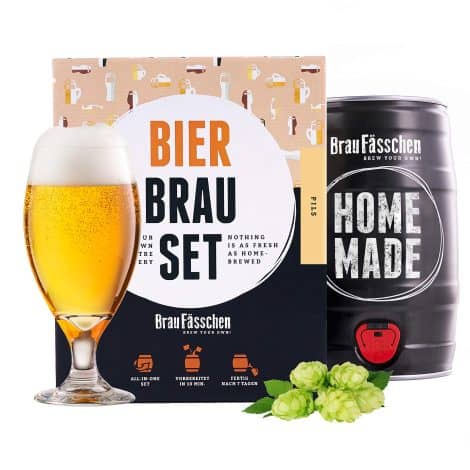 Braufässchen | Pils-Bierbrauset für zuhause | 5-Liter-Fass in nur 7 Tagen | Perfektes Männer-, Freund- oder Vatertagsgeschenk | Biergeschenk.