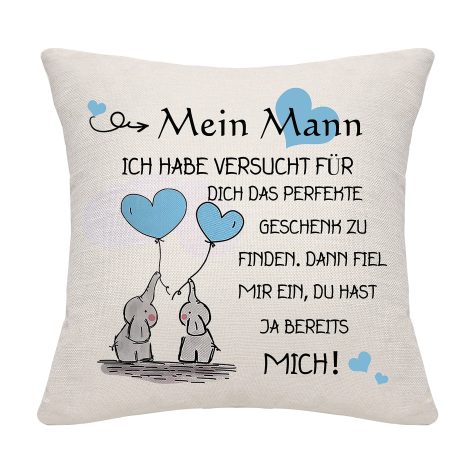 Kissenbezug Bommex “Mein Schatz”, ideales Geschenk für Ehemann, Jahrestag oder Valentinstag.