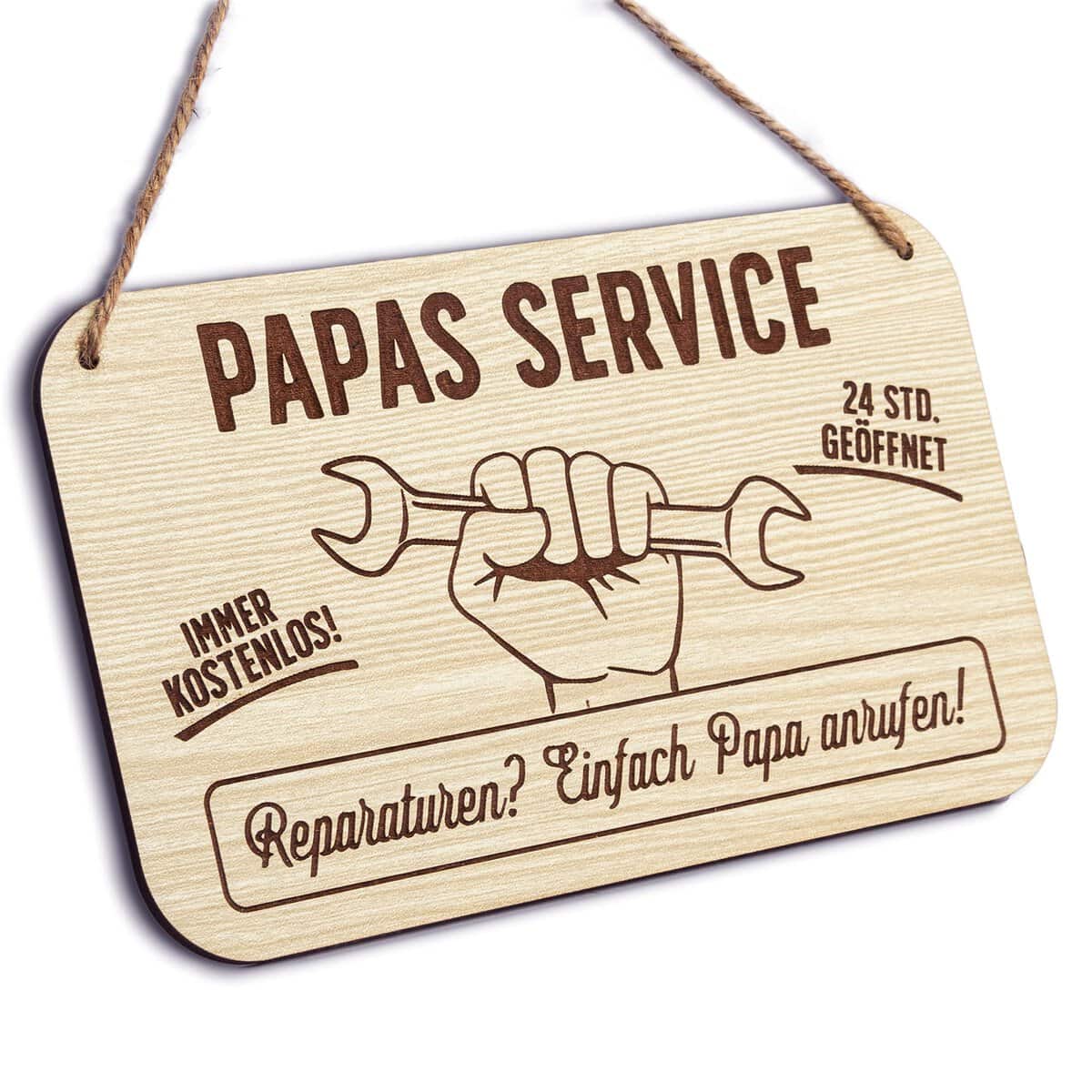 Glitzkind Holzschild Papas Service | Papa Geschenk Geburtstag Geschenke für Männer | Geburtstagsgeschenk für Papa |Bester Papa Don Papa Daddy | Witzige Lustige Geschenkideen Garten Heimwerker Vater