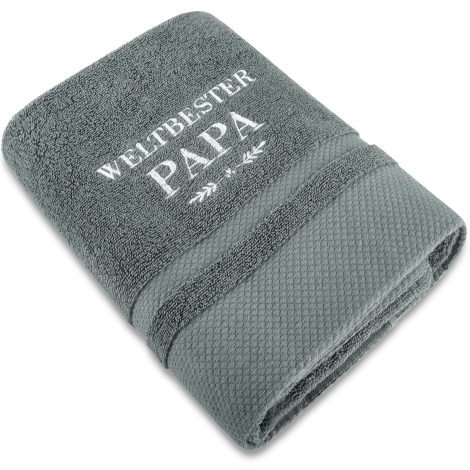 Rebudex Beste Papa Handtuch mit Stickerei. Perfektes Vatertagsgeschenk. Beste Geschenke für Papa zum Geburtstag, Weihnachten oder Vatertag.