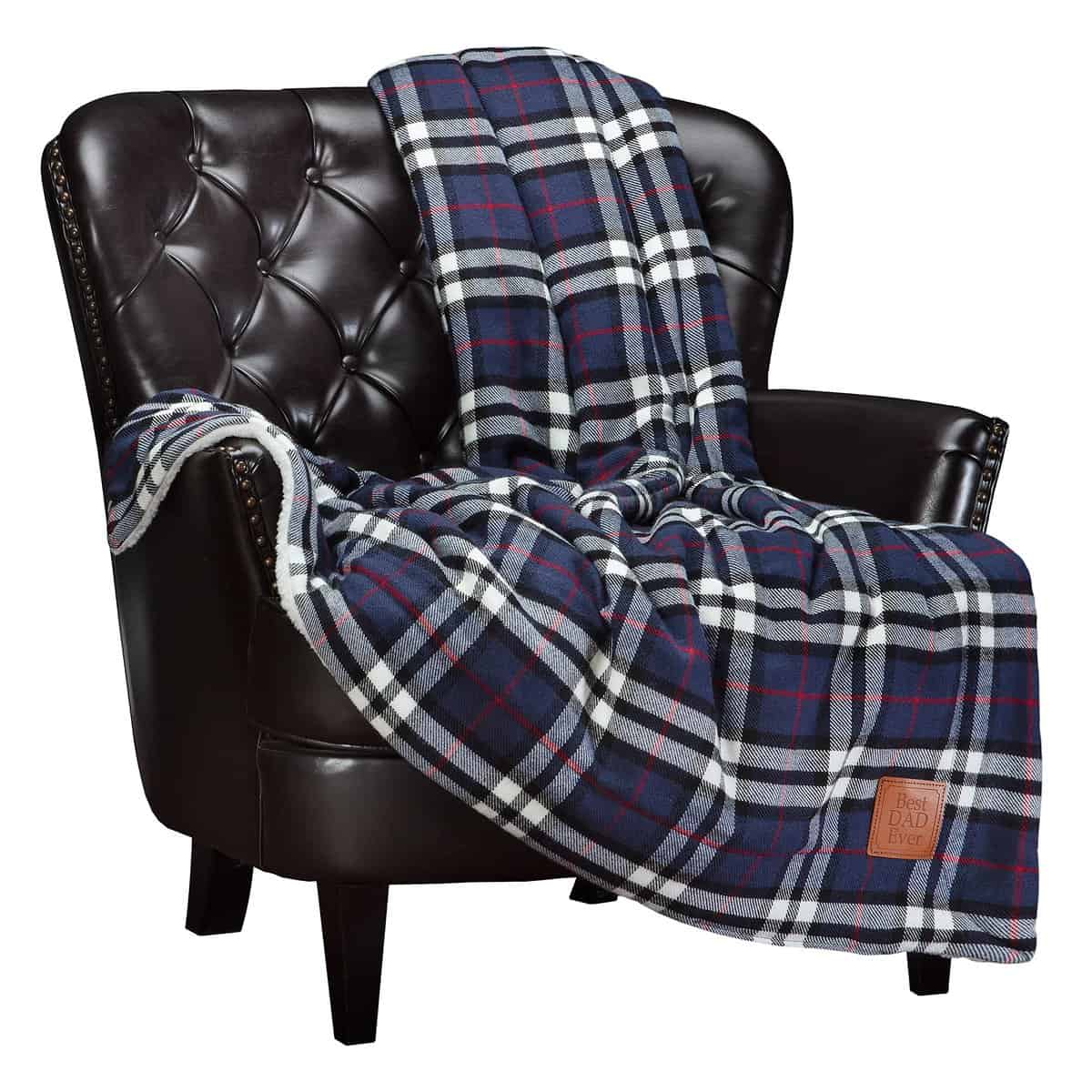 Chanasya Best Dad Sherpa Plaid Überwurfdecke  weich, gemütlich, warm, Plüsch, flauschig, Fleece, Flanell, Überwurfdecke  Geschenke für Väter, Großväter, Herbst, Winter, Urlaub, CampingDecke 