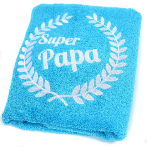 Blaues Super Papa Handtuch von Abc Casa – Das beste Geschenk zum Geburtstag, Vatertag, Valentinstag, Jahrestag.